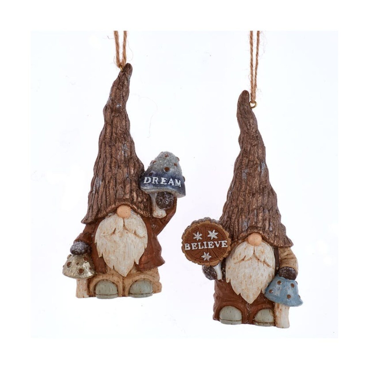 KSA Club Pack of 12 Brown and Ivory Gnome with Mushroom Christmas Figurine Ornaments 5.5"